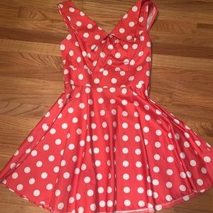 Pink and white vintage inspired polka dot dress